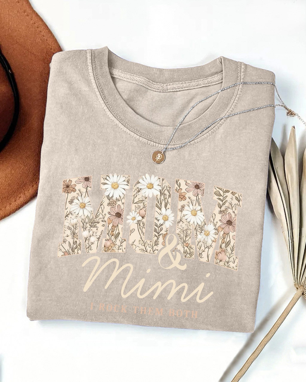 Floral Letter Graphic Short Sleeve T-Shirt - Khaki
