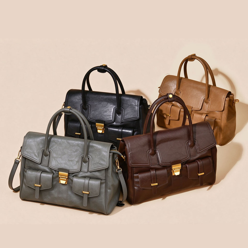 Structured Flap Satchel With Front Pockets