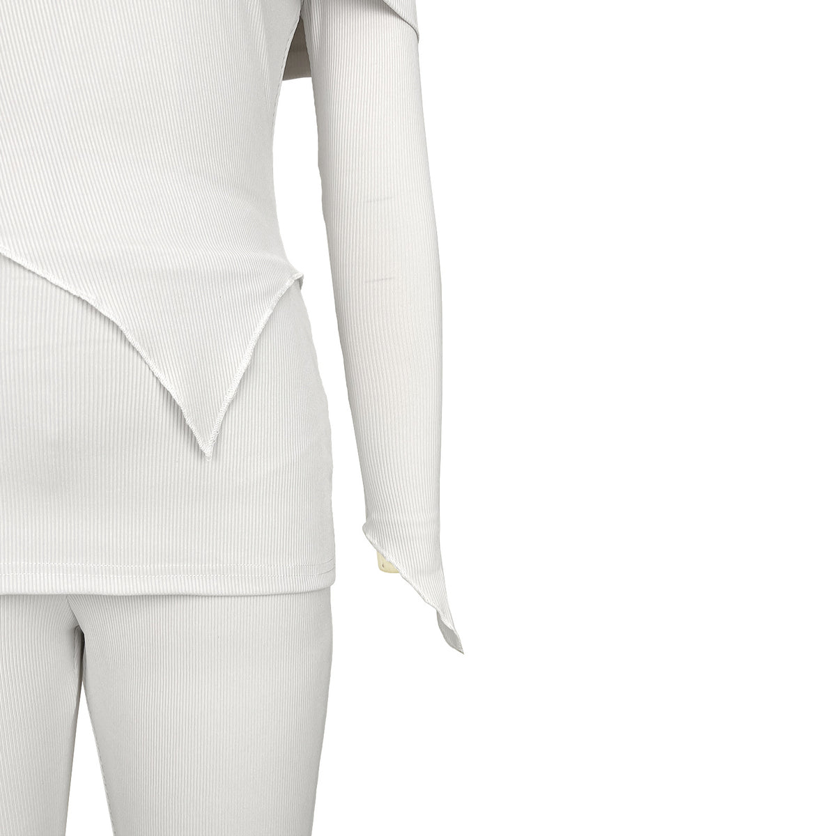 Off Shoulder Asymmetric Top and Flare Pant Set - White - 7