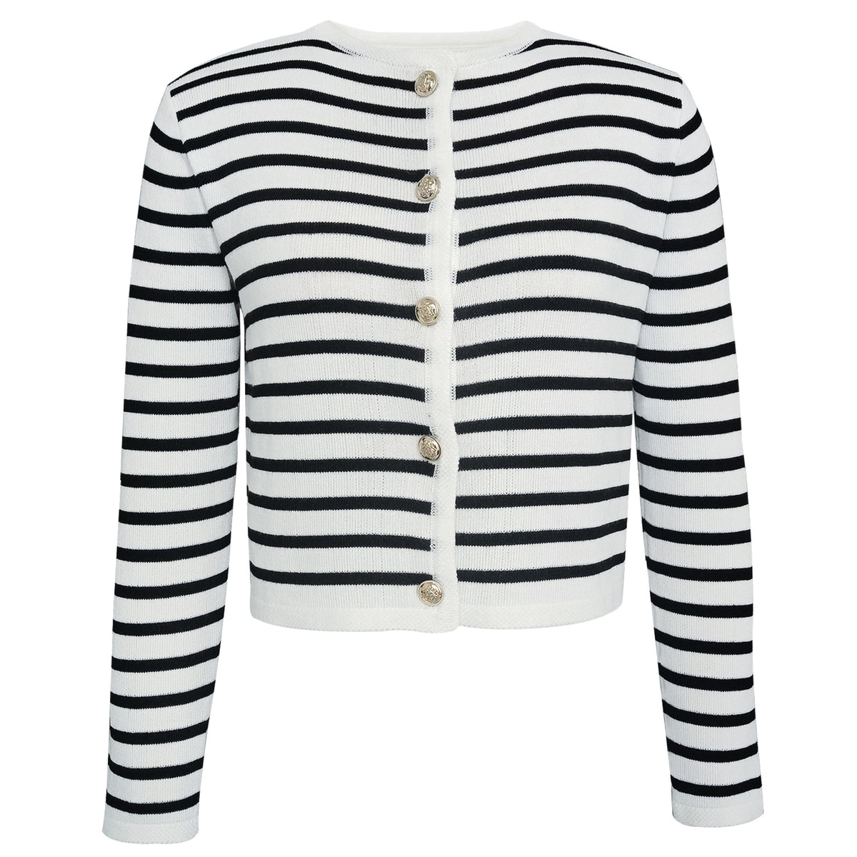 Striped Knit Cardigan With Matching Shorts - Cardigan - 1
