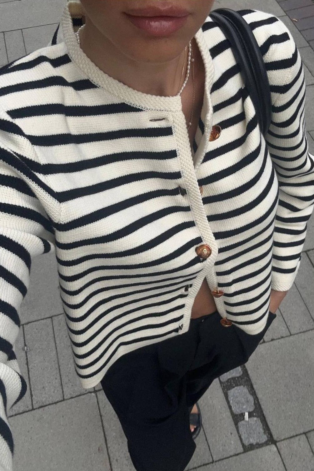 Striped Knit Cardigan With Matching Shorts - Cardigan - 10