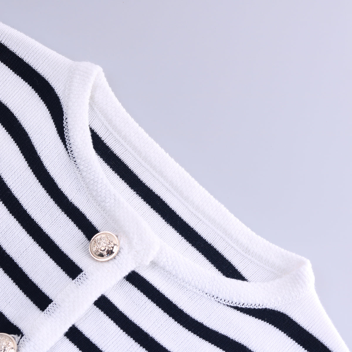 Striped Knit Cardigan With Matching Shorts - Cardigan - 5