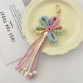 Macrame Flower Beaded Tassel Bag Charm - Colorful