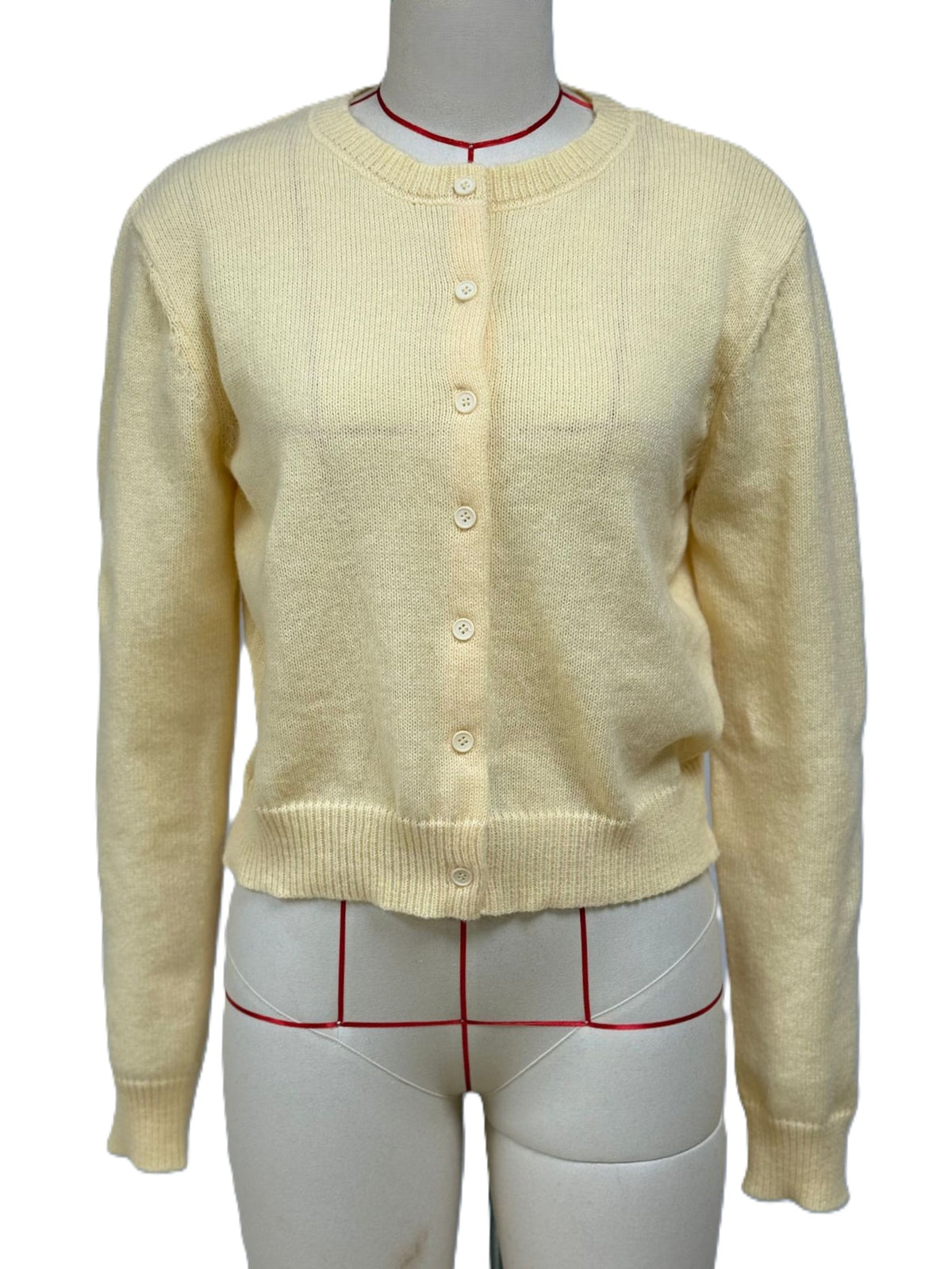 Ribbed Cropped Button Front Cardigan - Yellow - 1