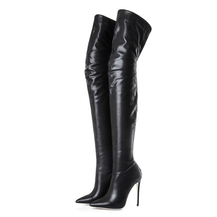 Pointed Toe Stiletto Thigh High Boots