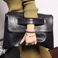 Oversized Envelope Clutch With Cut-Out Handle - Black