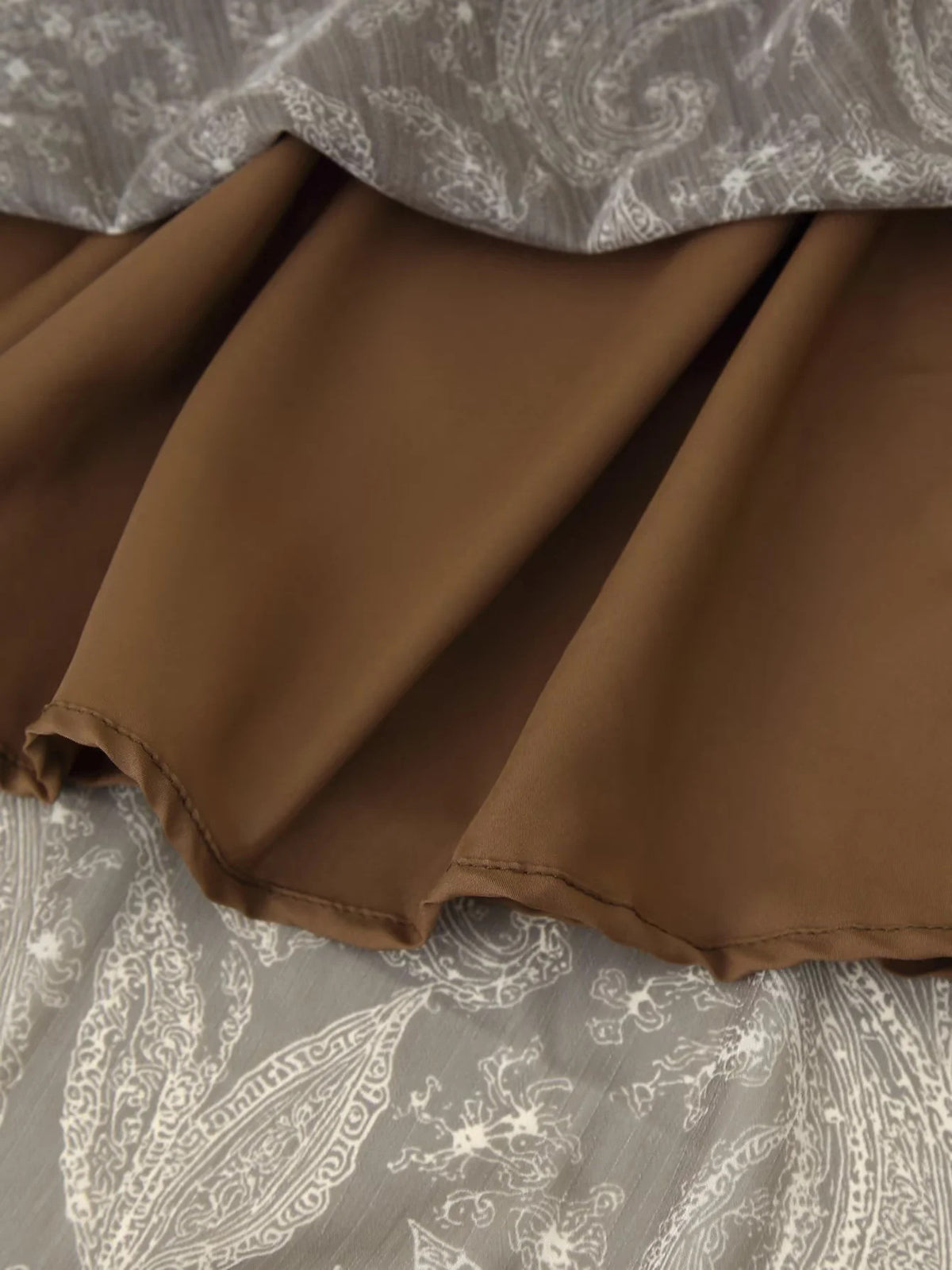 Paisley Print Chiffon Flowy Maxi Skirt - Coffee - 4