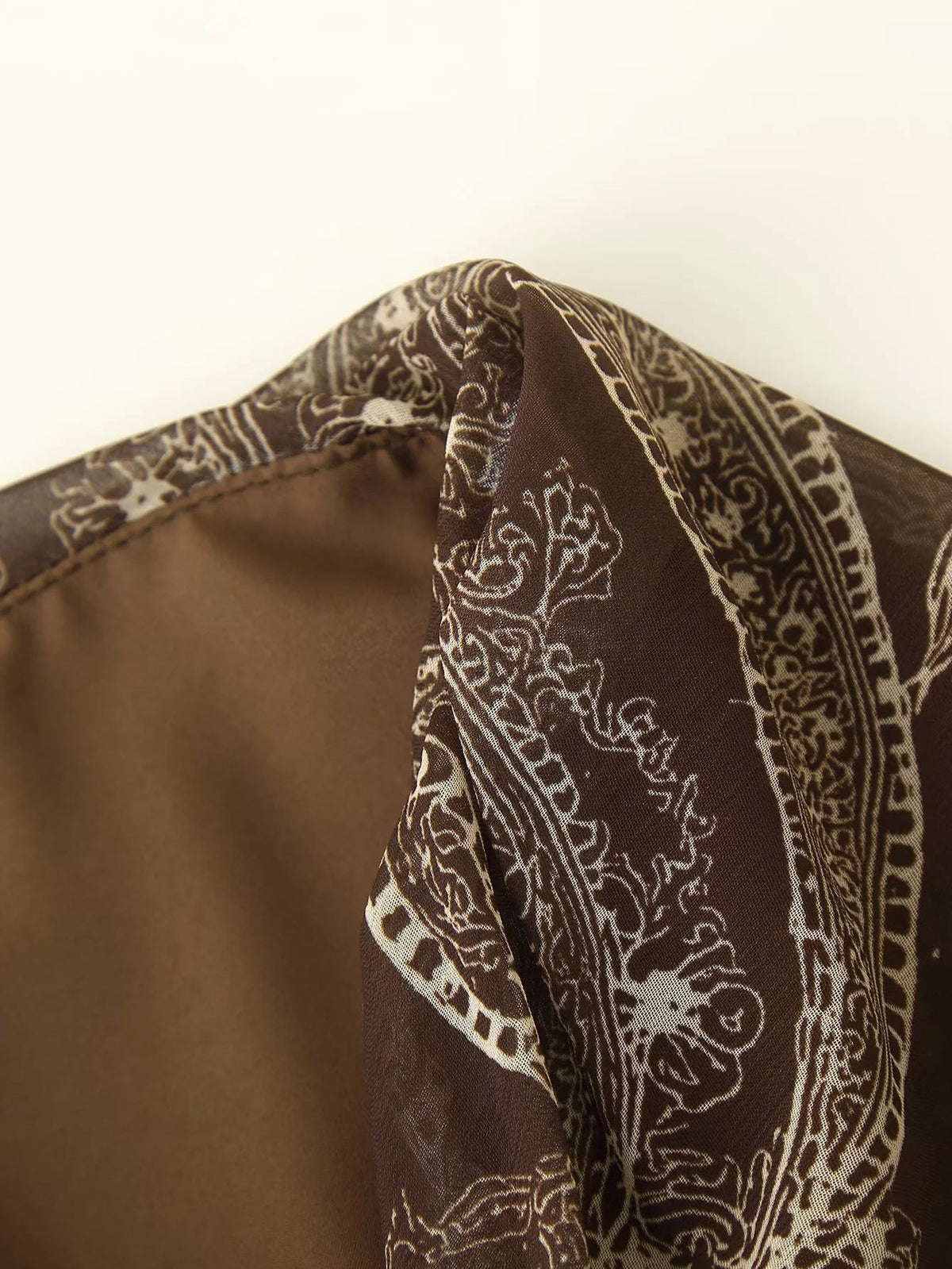 Paisley Print Chiffon Flowy Maxi Skirt - Coffee - 5