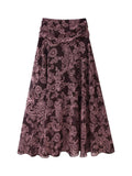 Paisley Print Chiffon Flowy Maxi Skirt - Purple