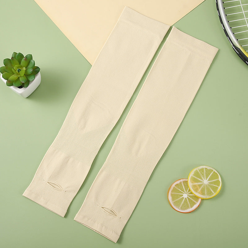 Long Cooling Sun Protection Arm Gloves - Apricot