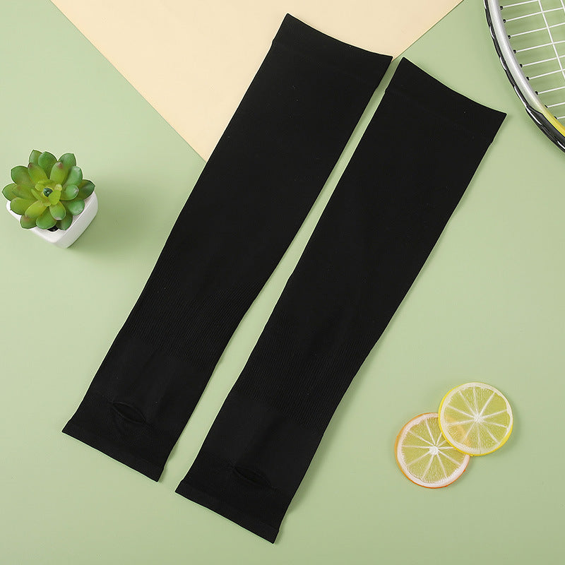 Long Cooling Sun Protection Arm Gloves - Black