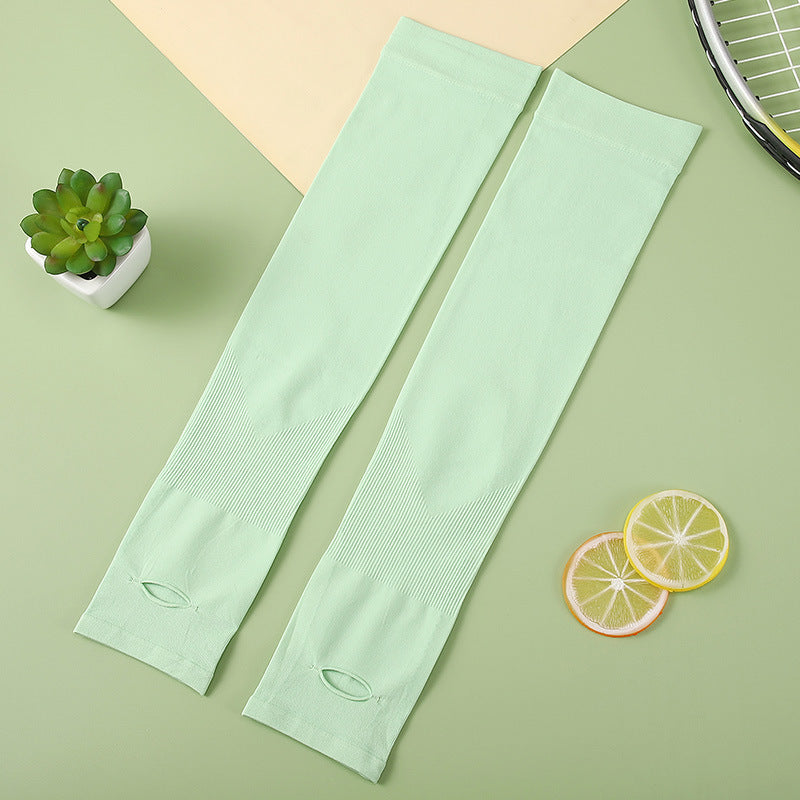 Long Cooling Sun Protection Arm Gloves - Green