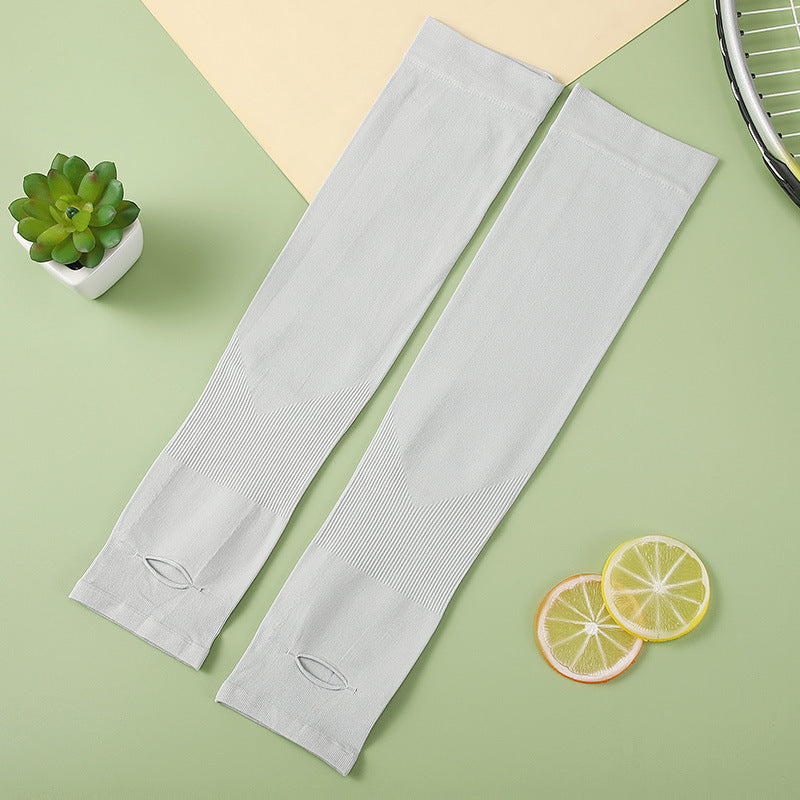 Long Cooling Sun Protection Arm Gloves - Grey
