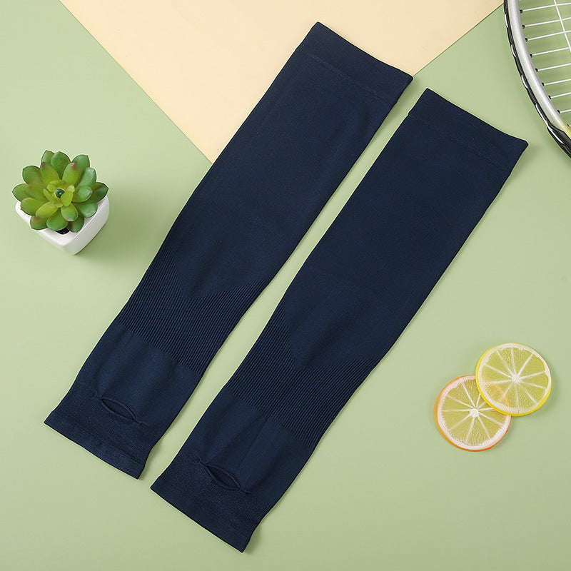 Long Cooling Sun Protection Arm Gloves - NavyBlue
