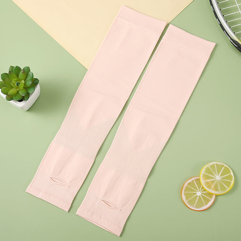 Long Cooling Sun Protection Arm Gloves - Peach