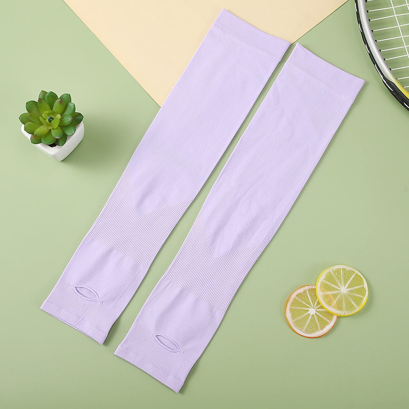 Long Cooling Sun Protection Arm Gloves - Purple