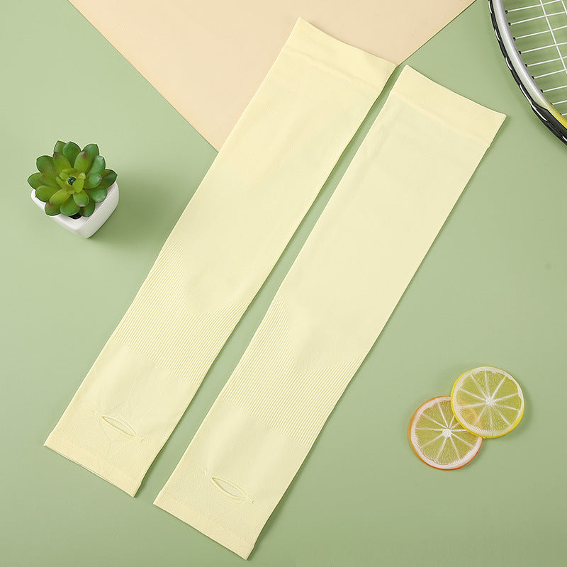 Long Cooling Sun Protection Arm Gloves - Yellow