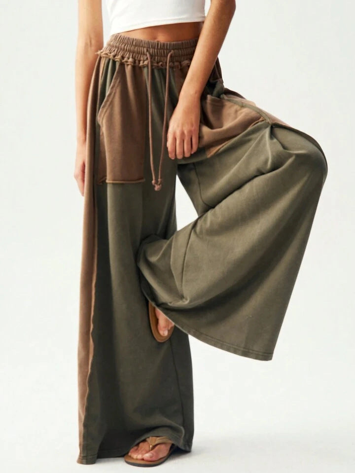 Colorblock Panel Wide Leg Lounge Sweatpants - view 1