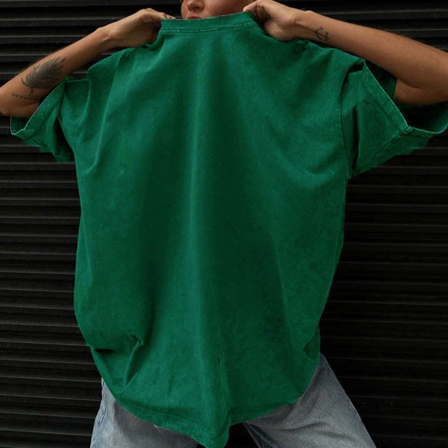 Washed Oversized Drop Shoulder T-Shirt - Green