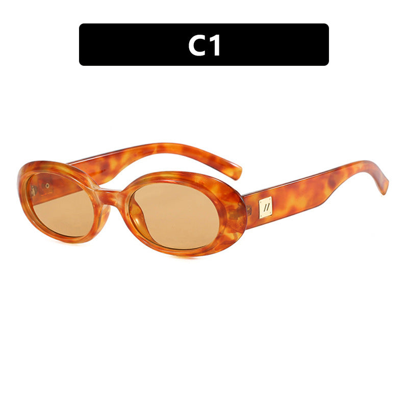 Retro Oval Small Frame Sunglasses - Decor - 1