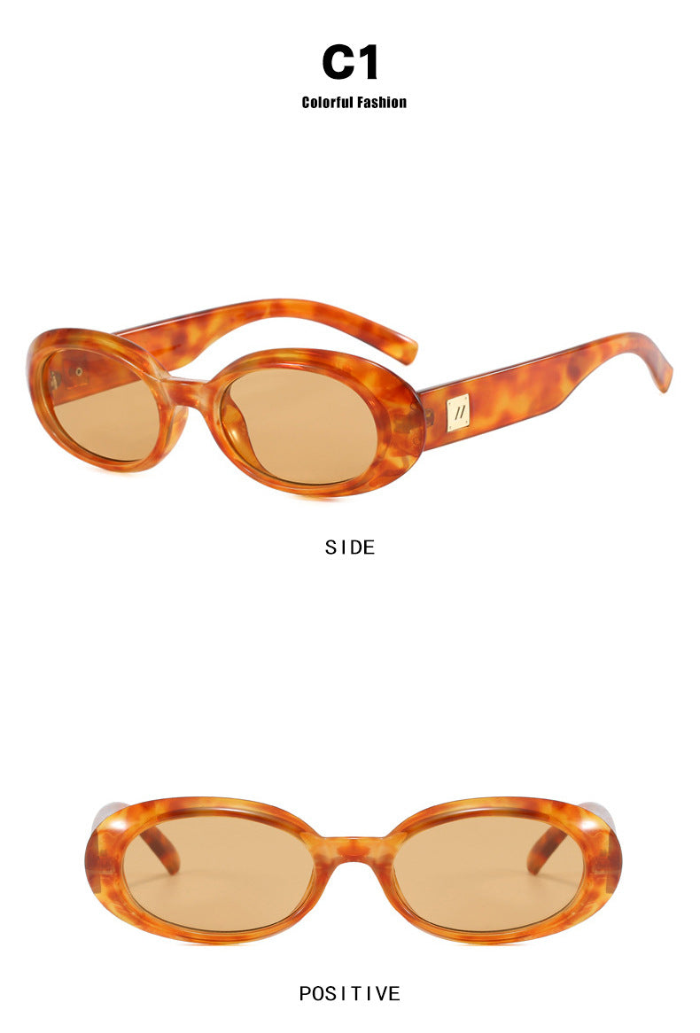 Retro Oval Small Frame Sunglasses - Decor - 2