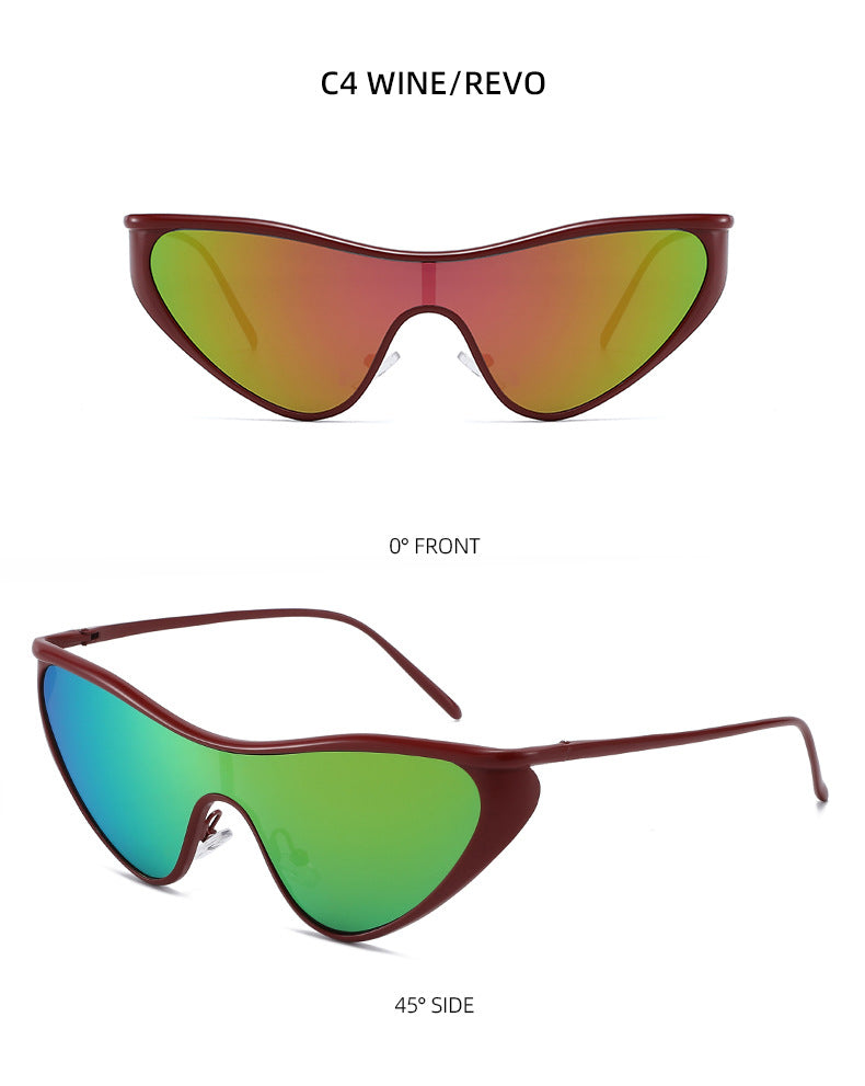 Futuristic Shield Lens Cat Eye Sunglasses