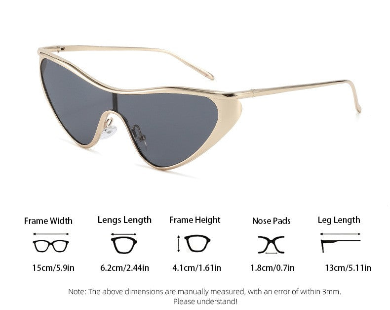 Futuristic Shield Lens Cat Eye Sunglasses - view 1