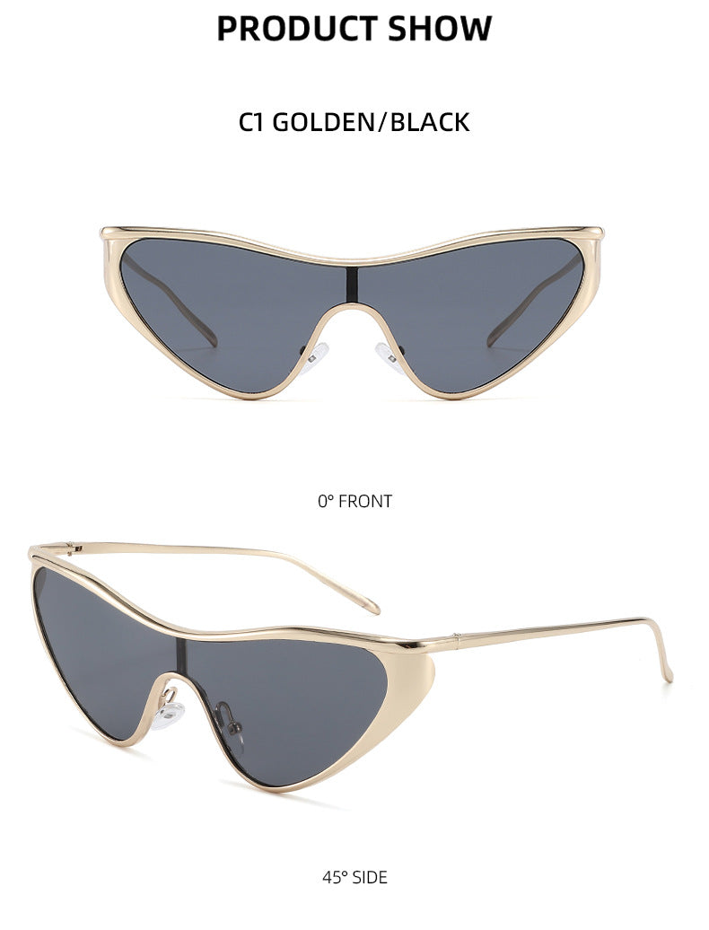 Futuristic Shield Lens Cat Eye Sunglasses - view 5