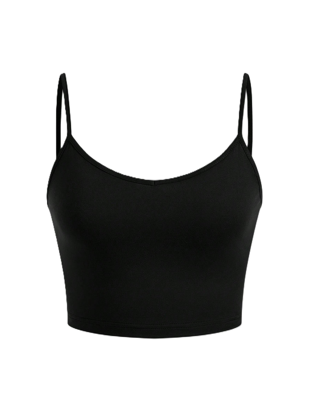 Seamless Cropped Camisole With Spaghetti Straps - Black