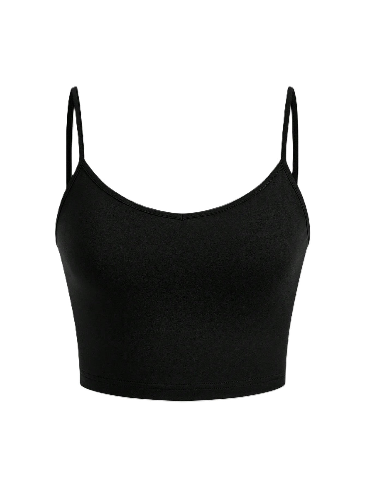 Seamless Cropped Camisole With Spaghetti Straps - Black