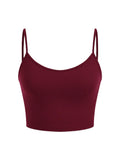 Seamless Cropped Camisole With Spaghetti Straps - Red
