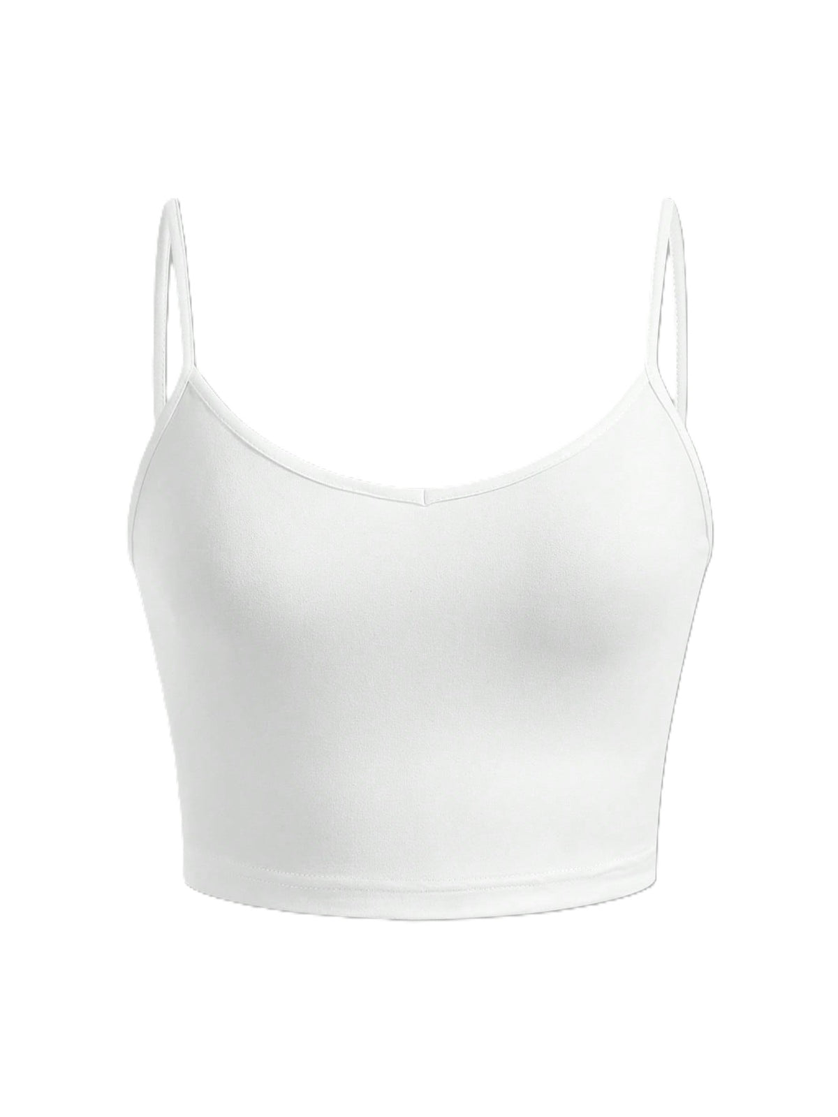Seamless Cropped Camisole With Spaghetti Straps - White
