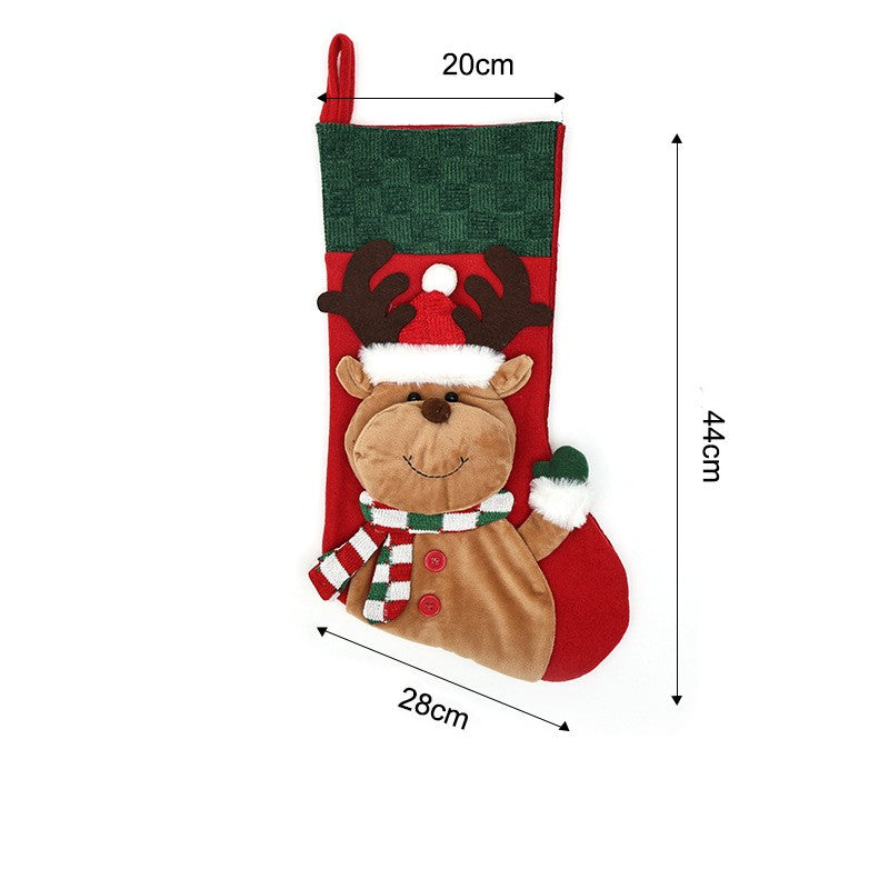 Plush 3D Character Christmas Stocking Decoration - Elk