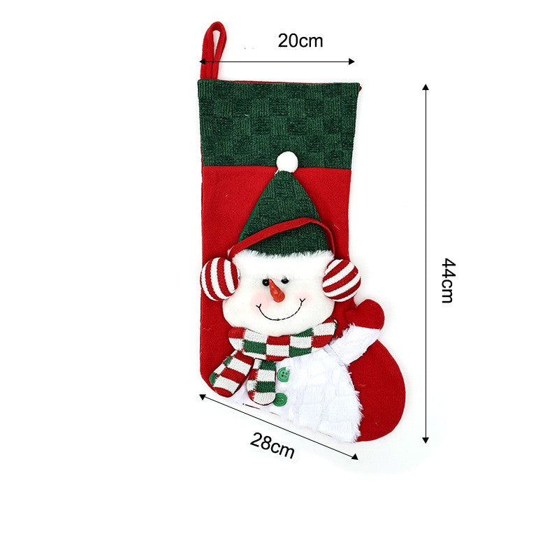 Plush 3D Character Christmas Stocking Decoration - Snowman - 1