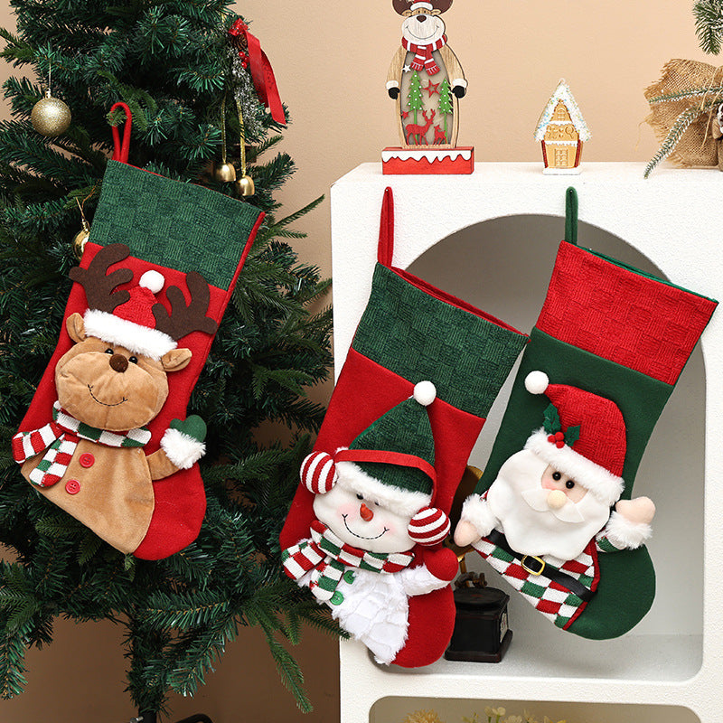 Plush 3D Character Christmas Stocking Decoration - Snowman - 2