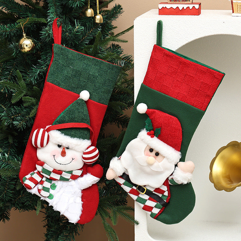 Plush 3D Character Christmas Stocking Decoration - Snowman - 3