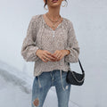 Animal Spot Print Tie Neck Blouson Blouse - Khaki