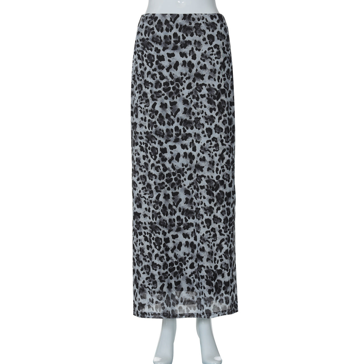 Leopard Print Bodycon Maxi Skirt - Black