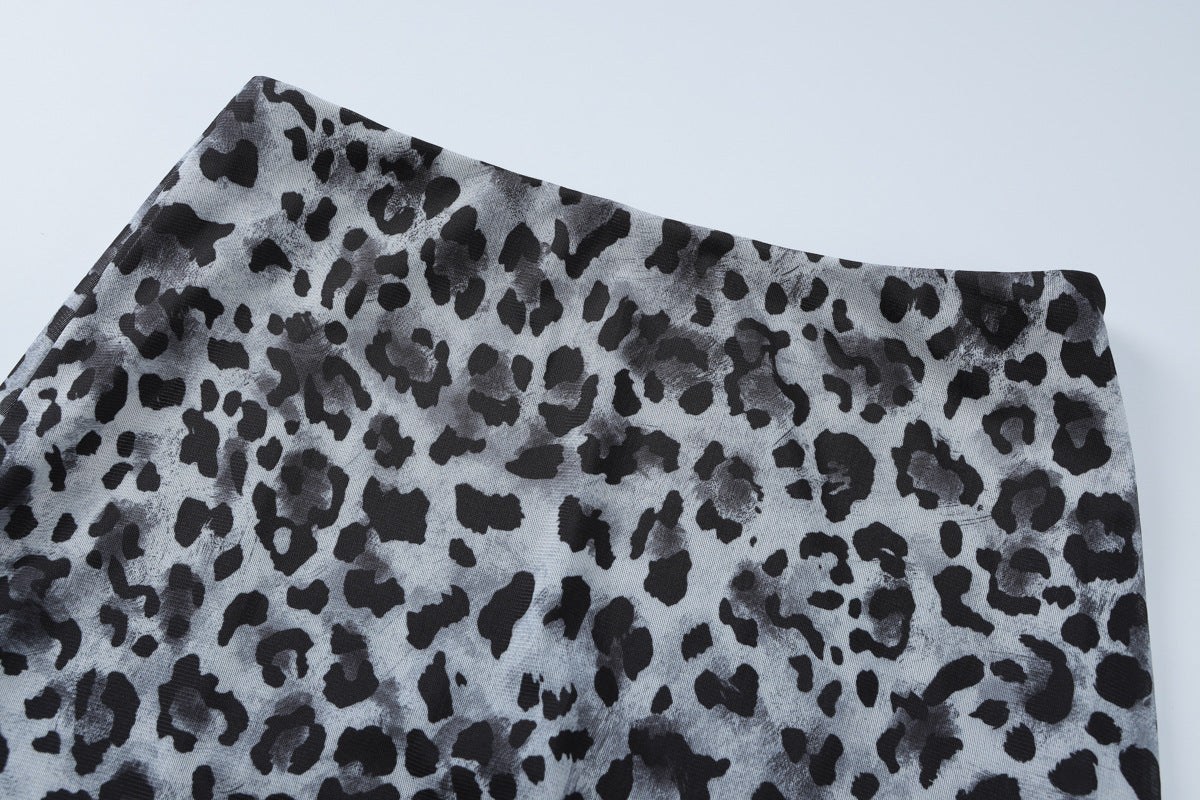 Leopard Print Bodycon Maxi Skirt - Black - 1