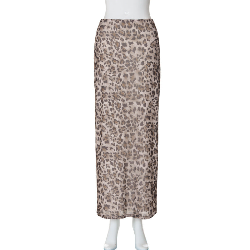 Leopard Print Bodycon Maxi Skirt - Leopard - 1