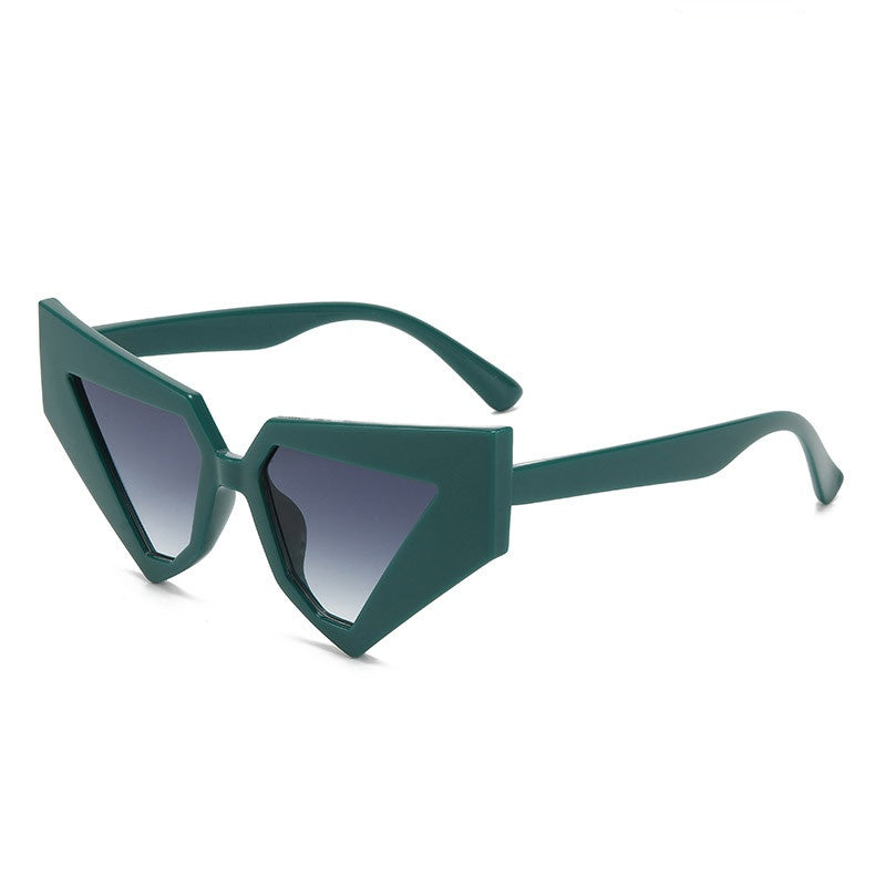 Angular Geometric Cat Eye Sunglasses - GREEN