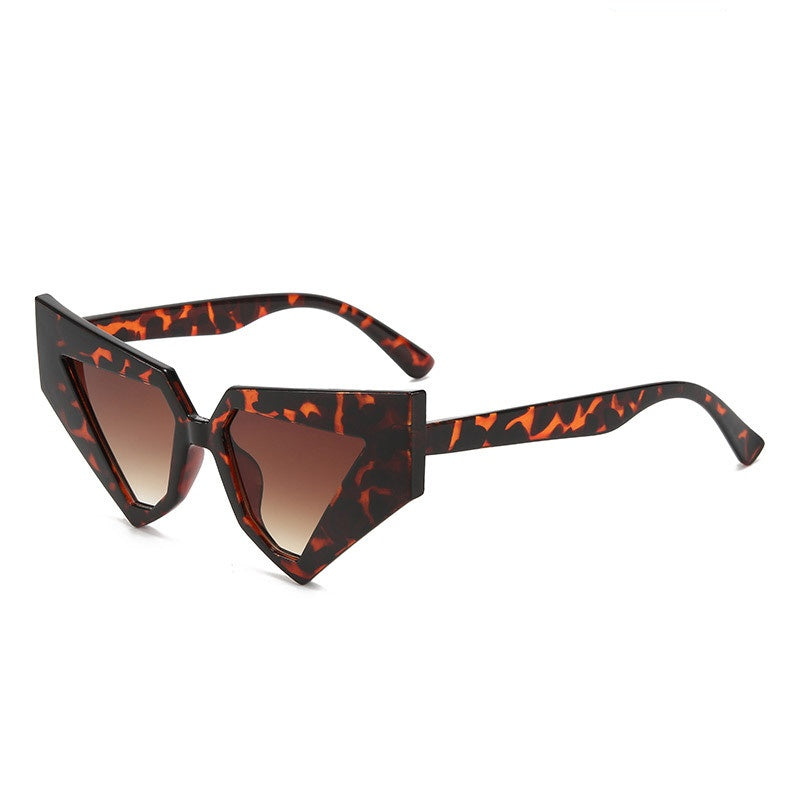 Angular Geometric Cat Eye Sunglasses - LEOPARD
