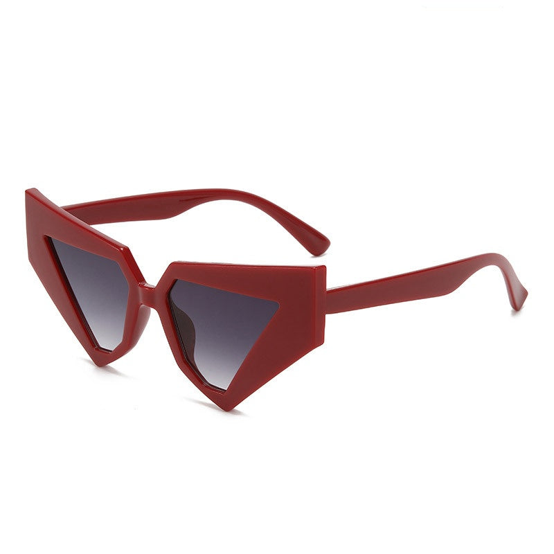 Angular Geometric Cat Eye Sunglasses - RED