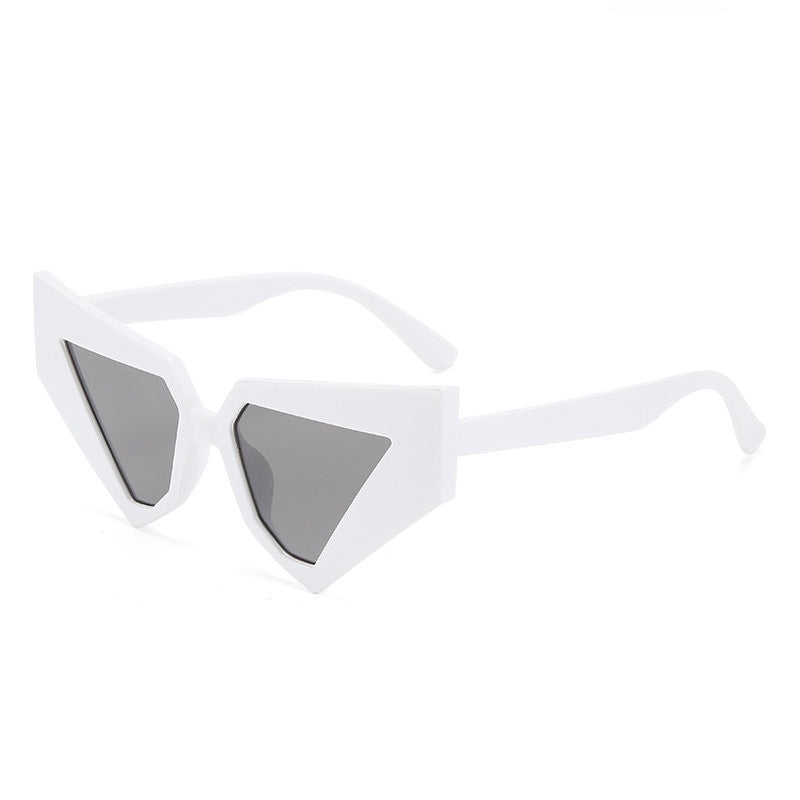 Angular Geometric Cat Eye Sunglasses - WHITE
