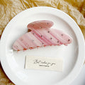 Rhinestone Studded Large Hair Claw Clip Marbled Finish - Pink
