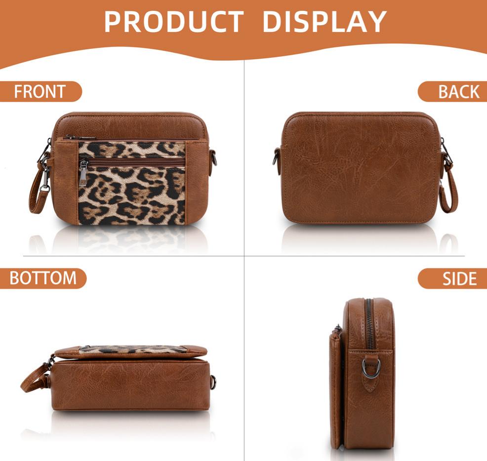 Boxy Animal Print Crossbody Bag With Wallet - Brown - 2