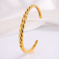 Chunky Twisted Rope Open Cuff Bracelet - Golden