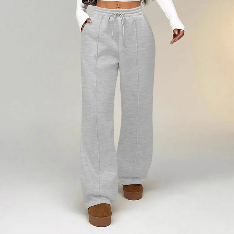 Seam Front Drawstring Wide Leg Sweatpants