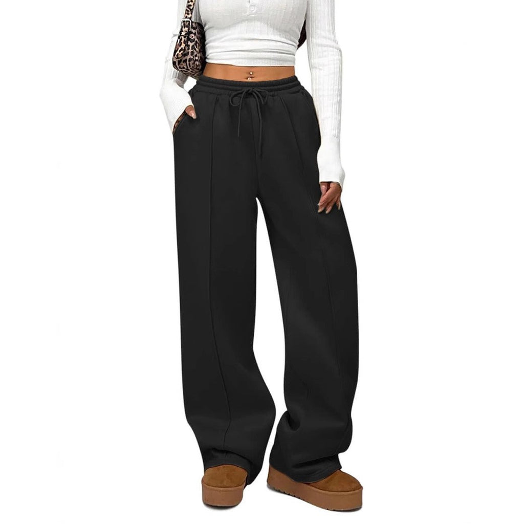 Seam Front Drawstring Wide Leg Sweatpants