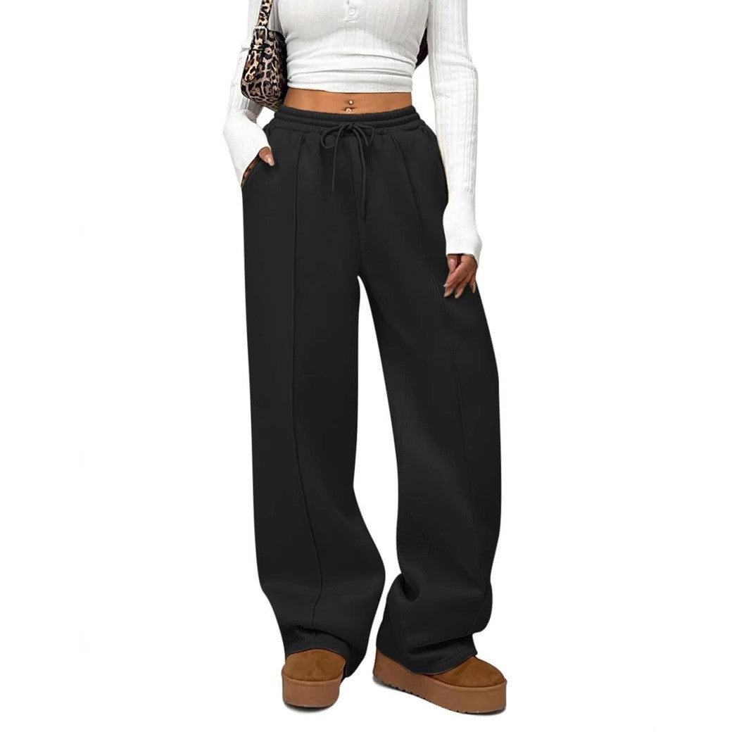 Seam Front Drawstring Wide Leg Sweatpants